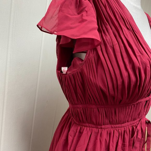 JJ's House Burgundy A-line Deep V Floor-Length Chiffon Formal Dress Sz 8 269486 - Picture 4 of 9